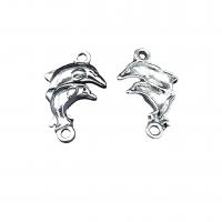 Animal Zinc Alloy Connector Dolphin antique silver color plated vintage & DIY & 1/1 loop nickel lead & cadmium free Approx Sold By Bag