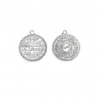 Zinc Alloy Pendants Flat Round antique silver color plated vintage & DIY nickel lead & cadmium free Approx Sold By Bag