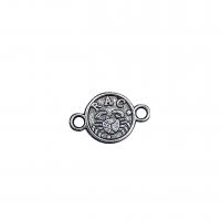 Tibetan Style Connector, Flat Round, antique silver color plated, random style & vintage & Zodiac symbols jewelry & DIY & 1/1 loop, nickel, lead & cadmium free, 15x10mm, Approx 100PCs/Bag, Sold By Bag