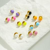 Messing Huggie Hoop Ohrringe, goldfarben plattiert, Modeschmuck & für Frau & Emaille, keine, frei von Nickel, Blei & Kadmium, 10x10mm, verkauft von Paar