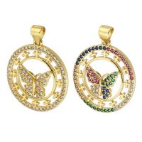 Cubic Zirconia Micro Pave Brass Pendant, gold color plated, fashion jewelry & DIY & micro pave cubic zirconia, more colors for choice, nickel, lead & cadmium free, 22x25x3mm, Hole:Approx 3mm, Sold By PC