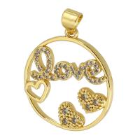 Cubic Zirconia Micro Pave Brass Pendant gold color plated fashion jewelry & DIY & micro pave cubic zirconia nickel lead & cadmium free Approx 3mm Sold By PC
