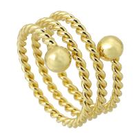 Ring Finger mosiądz, Platerowane w kolorze złota, biżuteria moda & dla kobiety, bez zawartości niklu, ołowiu i kadmu, rozmiar:4, sprzedane przez PC