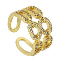 Cúbicos Circonia Micro Pave anillo de latón, metal, chapado en color dorado, Joyería & micro arcilla de zirconia cúbica & para mujer, libre de níquel, plomo & cadmio, tamaño:6, Vendido por UD