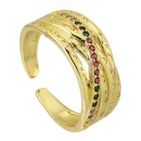 Cubique anneau en laiton Circonia Micro Pave, Placage de couleur d'or, bijoux de mode & pavé de micro zircon & pour femme, protéger l'environnement, sans nickel, plomb et cadmium, Taille:6.5, Vendu par PC