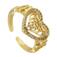 Cubique anneau en laiton Circonia Micro Pave, Placage de couleur d'or, bijoux de mode & pavé de micro zircon & pour femme, protéger l'environnement, sans nickel, plomb et cadmium, Taille:6, Vendu par PC