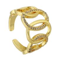 Cúbicos Circonia Micro Pave anillo de latón, metal, chapado en color dorado, Joyería & micro arcilla de zirconia cúbica & para mujer, libre de níquel, plomo & cadmio, tamaño:7, Vendido por UD