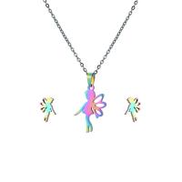 Fashion Stainless Steel Jewelry Sets, Stud Earring & necklace, 304 Stainless Steel, Angel, 2 pieces & fashion jewelry & for woman, multi-colored, Length:Approx 17.72 Inch, Sold By Set