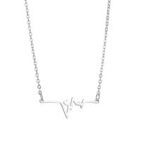 Stainless Steel Jewelry Necklace, 304 Stainless Steel, Electrocardiographic, polished, fashion jewelry & for woman, silver color, Sold Per Approx 17.72 Inch Strand