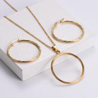 Jewelry Sets earring & necklace 316L Stainless Steel 18K gold plated 2 pieces & fashion jewelry & for woman golden Length Approx 17.72 Inch Sold By Set