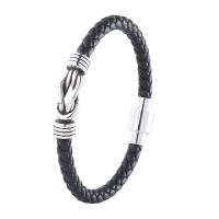 PU Leather Cord Bracelets, Microfiber PU, with 316 Stainless Steel, different length for choice & for man, more colors for choice, 6mm, Sold By PC