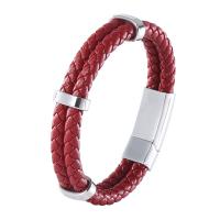 PU Leather Cord Bracelets Microfiber PU with 316 Stainless Steel Double Layer & Unisex 12mm Sold By PC