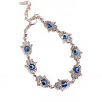Evil Eye Jewelry Bracelet Zinc Alloy with Resin with 5cm extender chain Hand antique silver color plated evil eye pattern & for woman nickel lead & cadmium free Length 17 cm Sold By PC