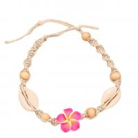 Fashion Jewelry Anklet, Shell, with Wood, Flower, Bohemian style & for woman, more colors for choice, Length:32 cm, Sold By PC