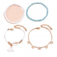 Fashion Bracelet & Bangle Jewelry Zinc Alloy with Glass Beads & Shell Flower gold color plated 4 pieces & Bohemian style & for woman nickel lead & cadmium free Sold By Set