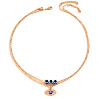 Evil Eye Schmuck Halskette, Zinklegierung, mit Verlängerungskettchen von 5cm, plattiert, böser Blick- Muster & für Frau & mit Strass, keine, frei von Nickel, Blei & Kadmium, Länge:ca. 46.5 cm, verkauft von PC