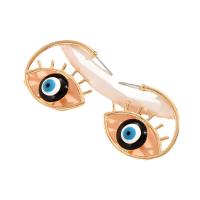 Boucles d'oreilles Mal Eye, alliage de zinc, Mauvais œil, Placage de couleur d'or, pour femme & émail, doré, protéger l'environnement, sans nickel, plomb et cadmium, 34x32mm, Vendu par paire