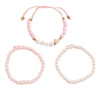 Plastic Bracelet Plastic Pearl with zinc alloy bead & Lava gold color plated three pieces & for children Sold By Set