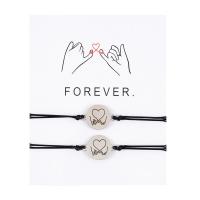 Fashion Create Wax Cord Bracelets, with 201 Stainless Steel, Shell, 2 pieces & adjustable, black, Length:Approx 16-30 cm, Sold By Set