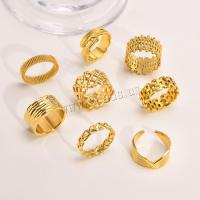 Ring Finger ze stali nierdzewnej, Stal nierdzewna 304, Platerowane prawdziwym złotem, różnej wielkości do wyboru & dla kobiety, dostępnych więcej kolorów, rozmiar:6-8, sprzedane przez PC