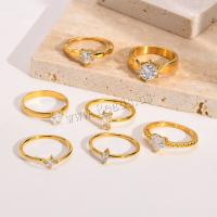 Zirkonia Edelstahl-Finger- Ring, 304 Edelstahl, vergoldet, verschiedene Größen vorhanden & Micro pave Zirkonia & für Frau, keine, Größe:6-8, verkauft von PC