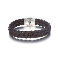 Men Bracelet Leather with Titanium Steel handmade fashion jewelry & Unisex brown nickel lead & cadmium free Length Approx 8.27 Inch Sold By PC