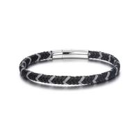 Stainless Steel Jewelry Bracelet, Leather, with Titanium Steel, handmade, fashion jewelry & Unisex, black, nickel, lead & cadmium free, Length:Approx 8.27 Inch, Sold By PC