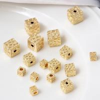 Brass Jewelry Beads Square 18K gold plated DIY golden nickel lead & cadmium free Sold By Bag