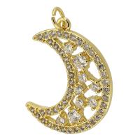 Cubic Zirconia Micro Pave Brass Pendant, gold color plated, fashion jewelry & DIY & micro pave cubic zirconia, golden, 20x26x3mm, Hole:Approx 3.5mm, Sold By PC