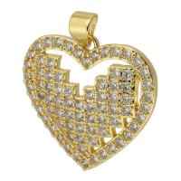 Cubic Zirconia Micro Pave Brass Pendant, Heart, gold color plated, fashion jewelry & DIY & micro pave cubic zirconia, golden, 23x22x4.50mm, Hole:Approx 3.5mm, Sold By PC