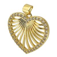 Cubic Zirconia Micro Pave Brass Pendant, Heart, gold color plated, fashion jewelry & DIY & micro pave cubic zirconia, golden, 22x21x4mm, Hole:Approx 4mm, Sold By PC