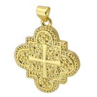 Krzyż wisiorki mosiądz, Platerowane w kolorze złota, biżuteria moda & DIY, złoty, 25x28x2mm, otwór:około 3mm, sprzedane przez PC
