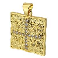 Cubic Zirconia Micro Pave Brass Pendant Square gold color plated fashion jewelry & DIY & micro pave cubic zirconia golden Approx 3mm Sold By PC