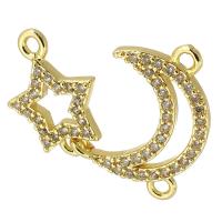 Cubic Zirconia Micro Pave Brass Pendant Moon and Star gold color plated fashion jewelry & DIY & micro pave cubic zirconia golden Approx 2mm Sold By Set