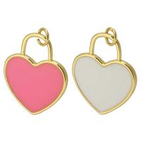 Brass Heart Pendants, gold color plated, fashion jewelry & DIY & enamel, more colors for choice, 18x22x2mm, Hole:Approx 3mm, Sold By PC
