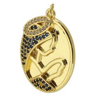 Cubic Zirconia Micro Pave Brass Pendant, gold color plated, fashion jewelry & DIY & micro pave cubic zirconia, two different colored, 20x28x3mm, Hole:Approx 3mm, Sold By PC