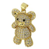 Cubic Zirconia Micro Pave Brass Pendant Bear gold color plated fashion jewelry & DIY & micro pave cubic zirconia golden Approx 4mm Sold By PC