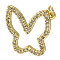 Cubic Zirconia Micro Pave Brass Pendant Butterfly gold color plated fashion jewelry & DIY & micro pave cubic zirconia golden Approx 3mm Sold By PC