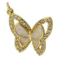 Cubic Zirconia Micro Pave Brass Pendant Butterfly gold color plated fashion jewelry & DIY & micro pave cubic zirconia & enamel golden Approx 3mm Sold By PC