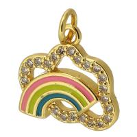 Cubic Zirconia Micro Pave Brass Pendant gold color plated fashion jewelry & DIY & micro pave cubic zirconia & enamel multi-colored Approx 3mm Sold By PC