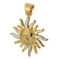 Brass Jewelry Pendants, Sun, plated, fashion jewelry & DIY, two different colored, 22x26x3.50mm, Hole:Approx 3mm, Sold By PC