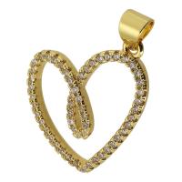 Cubic Zirconia Micro Pave Brass Pendant Heart gold color plated fashion jewelry & DIY & micro pave cubic zirconia golden Approx 3.5mm Sold By PC