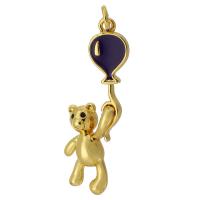 Brass Jewelry Pendants Bear gold color plated fashion jewelry & DIY & enamel golden 35mm Approx 3mm Sold By PC
