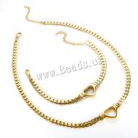 Fashion Stainless Steel Jewelry Sets 304 Stainless Steel Heart Galvanic plating & for woman & hollow 15mm 6mm Sold By PC