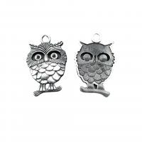 Tibetan Style Animal Pendants, Owl, antique silver color plated, vintage & DIY, nickel, lead & cadmium free, 35x23mm, Approx 100PCs/Bag, Sold By Bag