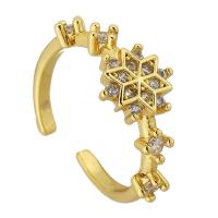 Cubique anneau en laiton Circonia Micro Pave, Placage de couleur d'or, bijoux de mode & pavé de micro zircon & pour femme, protéger l'environnement, sans nickel, plomb et cadmium, Taille:5.5, Vendu par PC