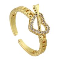 Cúbicos Circonia Micro Pave anillo de latón, metal, chapado en color dorado, Joyería & micro arcilla de zirconia cúbica & para mujer, libre de níquel, plomo & cadmio, tamaño:6.5, Vendido por UD