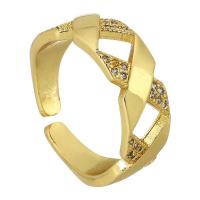 Кубический циркон микро проложить кольцо-латунь, Латунь, плакирован золотом, ювелирные изделия моды & инкрустированное микро кубического циркония & Женский, не содержит никель, свинец, размер:5.5, продается PC