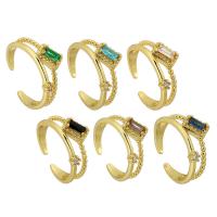 Cúbicos Circonia Micro Pave anillo de latón, metal, chapado en color dorado, Joyería & micro arcilla de zirconia cúbica & para mujer, más colores para la opción, libre de níquel, plomo & cadmio, tamaño:7, Vendido por UD