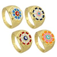 Evil Eye Jewelry Finger Ring Brass gold color plated fashion jewelry & for woman & enamel nickel lead & cadmium free US Ring Sold By PC